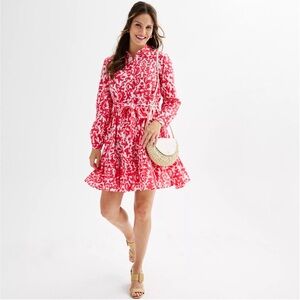 Ellen Tracy Shirt Dress with Self Tie and Ruffle Hem EUC L